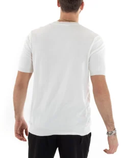 T-shirt Uomo Filo Maglia Scollo a V Bianco TS2868A