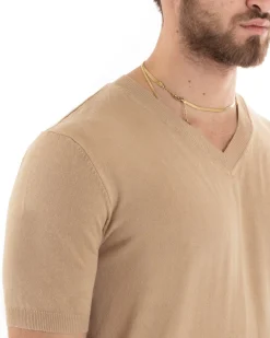 T-shirt Uomo Filo Maglia Scollo a V Camel TS2870A