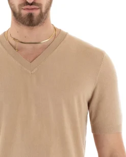 T-shirt Uomo Filo Maglia Scollo a V Camel TS2870A