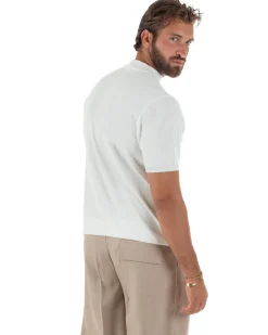 T-shirt uomo filo mezzocollo gola alta maglia basic sottogiacca bianco GIOSAL-TS3309A