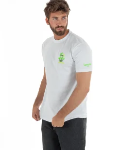 T-shirt uomo girocollo basic con ricamo Mojito Addicted leggera bianco SUPERCULTURE-A1843