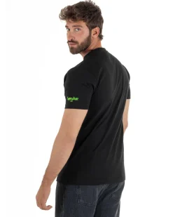 T-shirt uomo girocollo basic con ricamo Mojito Addicted leggera nero SUPERCULTURE-A1843
