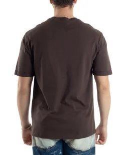 T-shirt Uomo Girocollo Basic Regular Fit Tinta Unita Marrone TS3056A