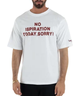 T-shirt uomo girocollo boxy fit stampa basic bianco SUPERCULTURE-A1951