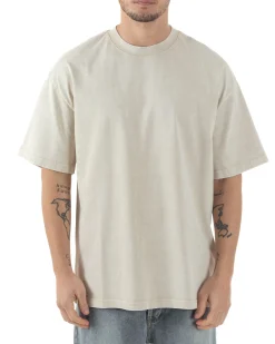 T-shirt Uomo Girocollo Cotone Slavato Maglia Mezze Maniche Tie Dye Basic Oversize Casual Tinta Unita Beige GIOSAL-TS3091A