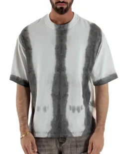 T-shirt uomo girocollo oversize fantasia tie-dye bianco GIOSAL-TS3262A