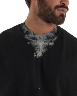 T-shirt uomo girocollo oversize fantasia tie-dye nero GIOSAL-TS3261A