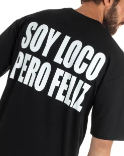 T-shirt uomo girocollo oversize streetwear stampa nero GIOSAL-TS3297A