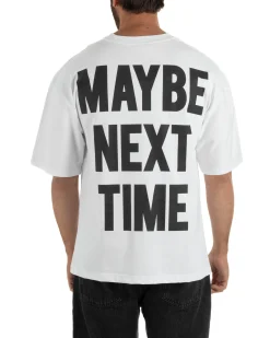 T-shirt uomo girocollo oversize streetwear con stampa bianco GIOSAL-TS3300A