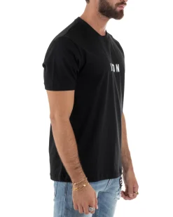 T-shirt Uomo Girocollo Regular Fit Stampa Basic Nero ICON ICUF2W6T002