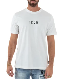 T-shirt Uomo Girocollo Regular Fit Stampa Basic Bianco ICON ICUF2W6T002