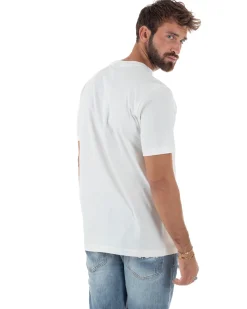 T-shirt Uomo Girocollo Regular Fit Stampa Basic Bianco ICON ICUF2W6T002