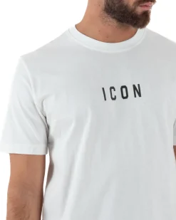 T-shirt Uomo Girocollo Regular Fit Stampa Basic Bianco ICON ICUF2W6T002