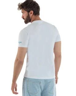 T-shirt uomo girocollo ricamo stampa gin tonic basic bianco SUPERCULTURE-A1839