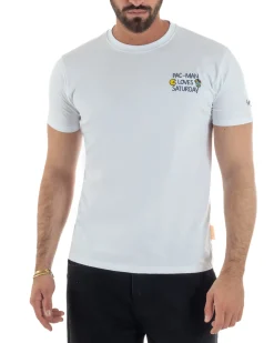 T-shirt uomo girocollo ricamo pac man loves basic bianco SUPERCULTURE-A1985