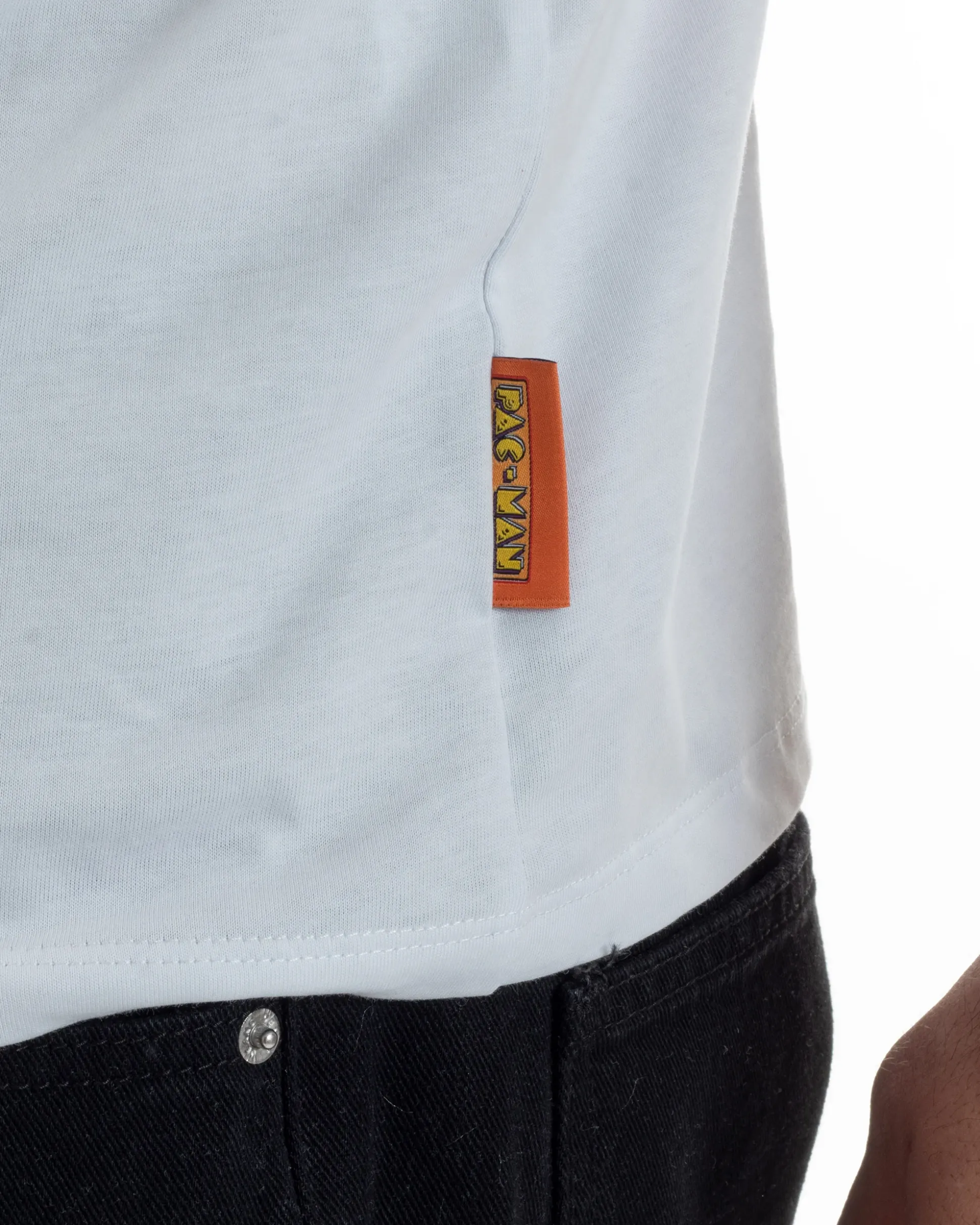 T-shirt uomo girocollo ricamo pac man loves basic bianco SUPERCULTURE-A1985