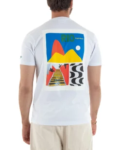 T-shirt uomo girocollo ricamo stampa rio basic bianco SUPERCULTURE-A1817