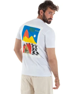 T-shirt uomo girocollo ricamo stampa rio basic bianco SUPERCULTURE-A1817