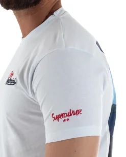 T-shirt uomo girocollo ricamo stampa santorini basic bianco SUPERCULTURE-A1831