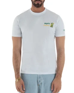 T-shirt uomo girocollo ricamo stampa mojito basic bianco SUPERCULTURE-A1903
