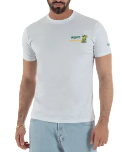 T-shirt uomo girocollo ricamo stampa mojito basic bianco SUPERCULTURE-A1903