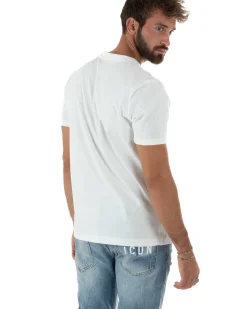 T-shirt Uomo Girocollo Stampa Basic Regular Fit Bianco ICON ICUF2W6T001