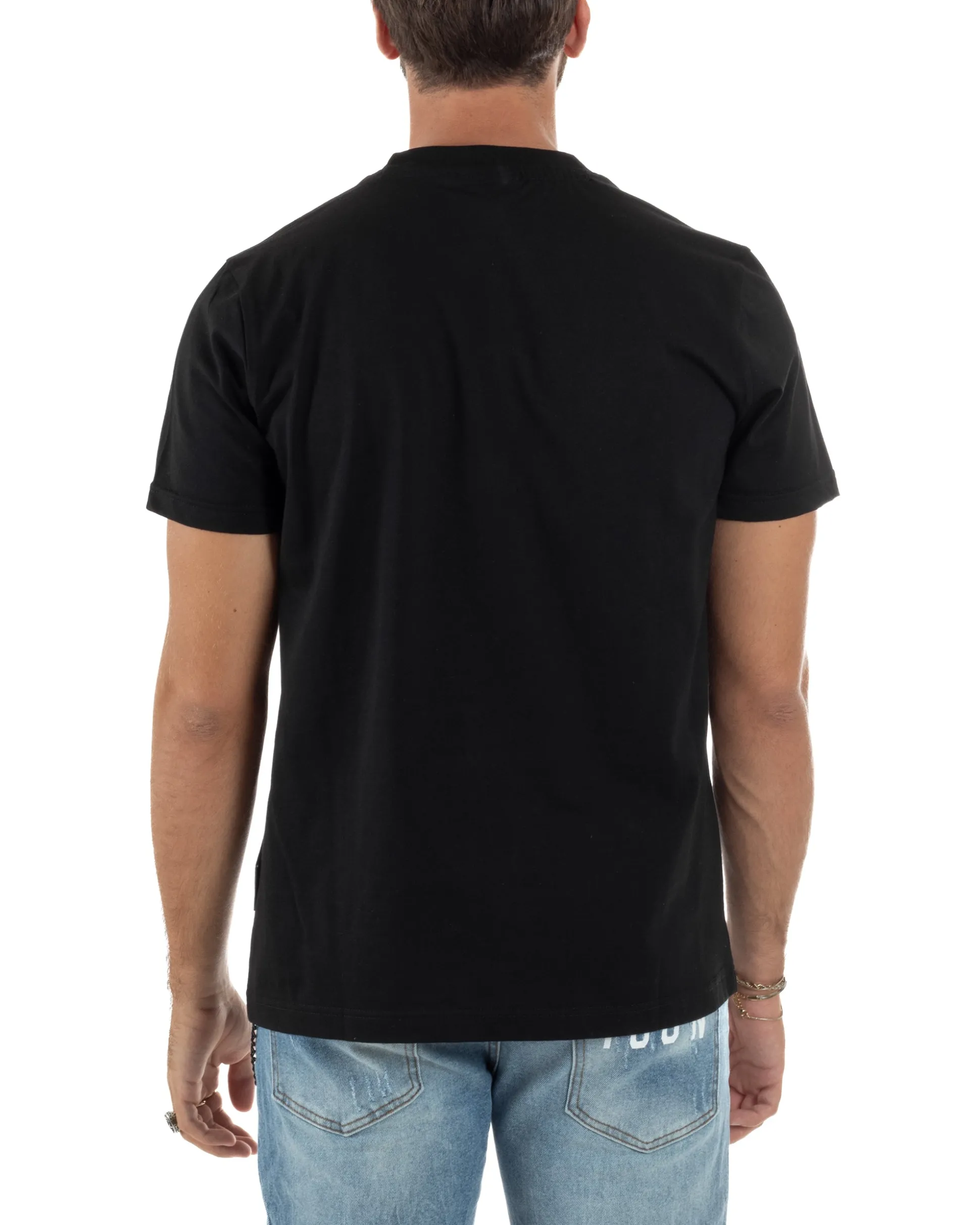 T-shirt Uomo Girocollo Stampa Basic Regular Fit Nero ICON ICUF2W6T001