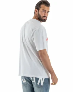 T-shirt uomo girocollo stampa basic bianco ICON IUT012