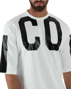 T-shirt Uomo Girocollo Stampa Basic Oversize Bianco ICON ICUF2W6T006