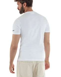 T-shirt uomo girocollo stampa ricamo orsetto saint tropez basic bianco SUPERCULTURE-A1915