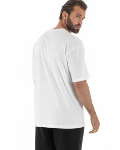 T-shirt uomo girocollo stampa pupazzo basic bianco ICON IUT026
