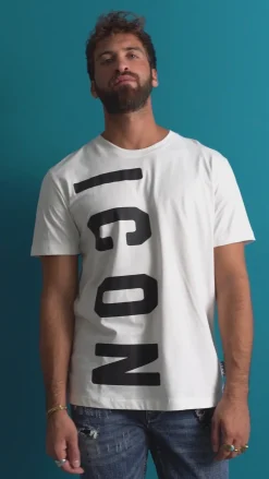 T-shirt Uomo Girocollo Stampa Basic Bianco ICON ICUF2W6T004