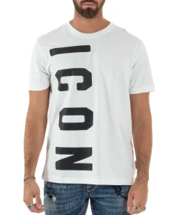T-shirt Uomo Girocollo Stampa Basic Bianco ICON ICUF2W6T004
