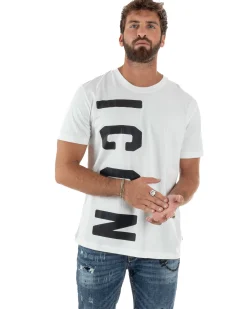 T-shirt Uomo Girocollo Stampa Basic Bianco ICON ICUF2W6T004