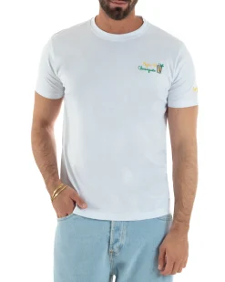T-shirt uomo girocollo stampa ricamo mojito chiringuito basic bianco SUPERCULTURE-A1873