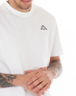 T-shirt Uomo Kappa Logo Cafers Slim Girocollo Bianca Cotone Basic GIOSAL-TS2467A