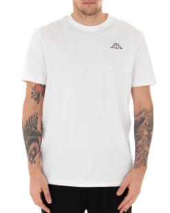 T-shirt Uomo Kappa Logo Cafers Slim Girocollo Bianca Cotone Basic GIOSAL-TS2467A