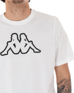 T-shirt Uomo Kappa MM Logo Cromen Tinta Unita Bianco Girocollo Maniche Corte Casual GIOSAL-TS2424A