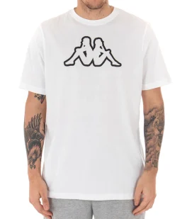 T-shirt Uomo Kappa MM Logo Cromen Tinta Unita Bianco Girocollo Maniche Corte Casual GIOSAL-TS2424A