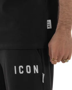 T-shirt uomo mezzo collo stampa basic oversize gola alta nero ICON IUT008