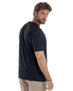 T-shirt viscosa no stiro basic blu GIOSAL-TS3128A