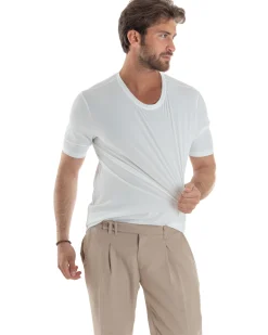 T-shirt viscosa no stiro basic bianco GIOSAL-TS3127A