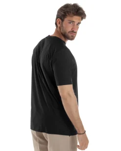 T-shirt viscosa no stiro basic nero GIOSAL-TS3130A