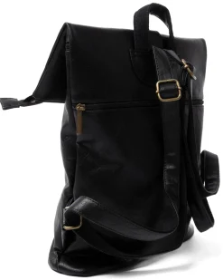 Zaino Elegante Moderno Unisex Multitasche Uomo Nero Ecopelle Zip Da Spalla Tinta Unita GIOSAL-ZU1128A