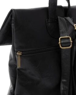 Zaino Elegante Moderno Unisex Multitasche Uomo Nero Ecopelle Zip Da Spalla Tinta Unita GIOSAL-ZU1128A