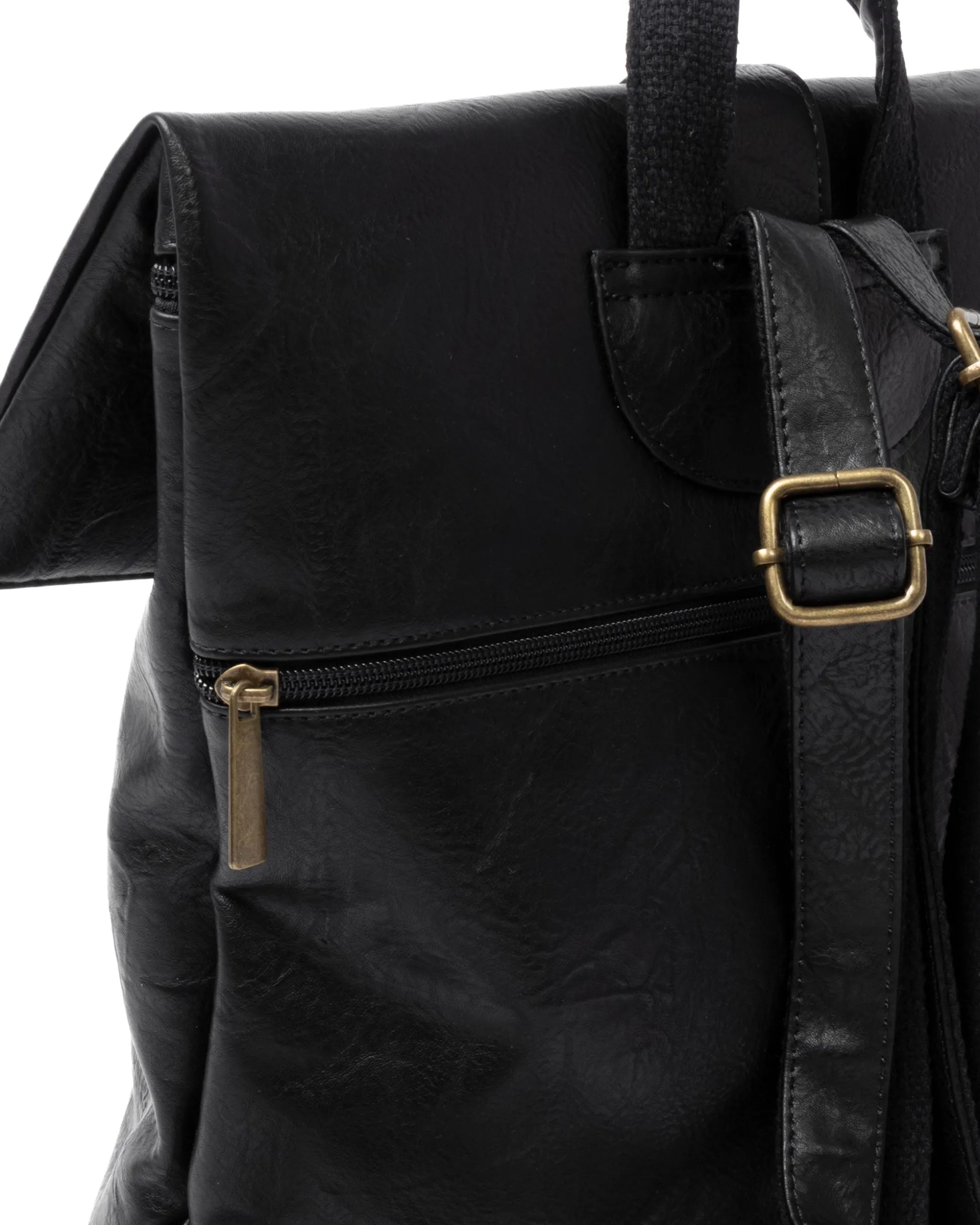Zaino Elegante Moderno Unisex Multitasche Uomo Nero Ecopelle Zip Da Spalla Tinta Unita GIOSAL-ZU1128A