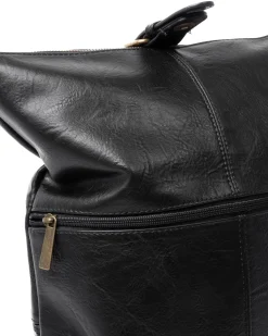 Zaino Elegante Moderno Unisex Multitasche Uomo Nero Ecopelle Zip Da Spalla Tinta Unita GIOSAL-ZU1128A
