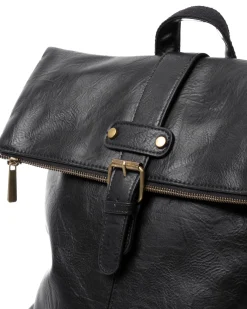 Zaino Elegante Moderno Unisex Multitasche Uomo Nero Ecopelle Zip Da Spalla Tinta Unita GIOSAL-ZU1128A