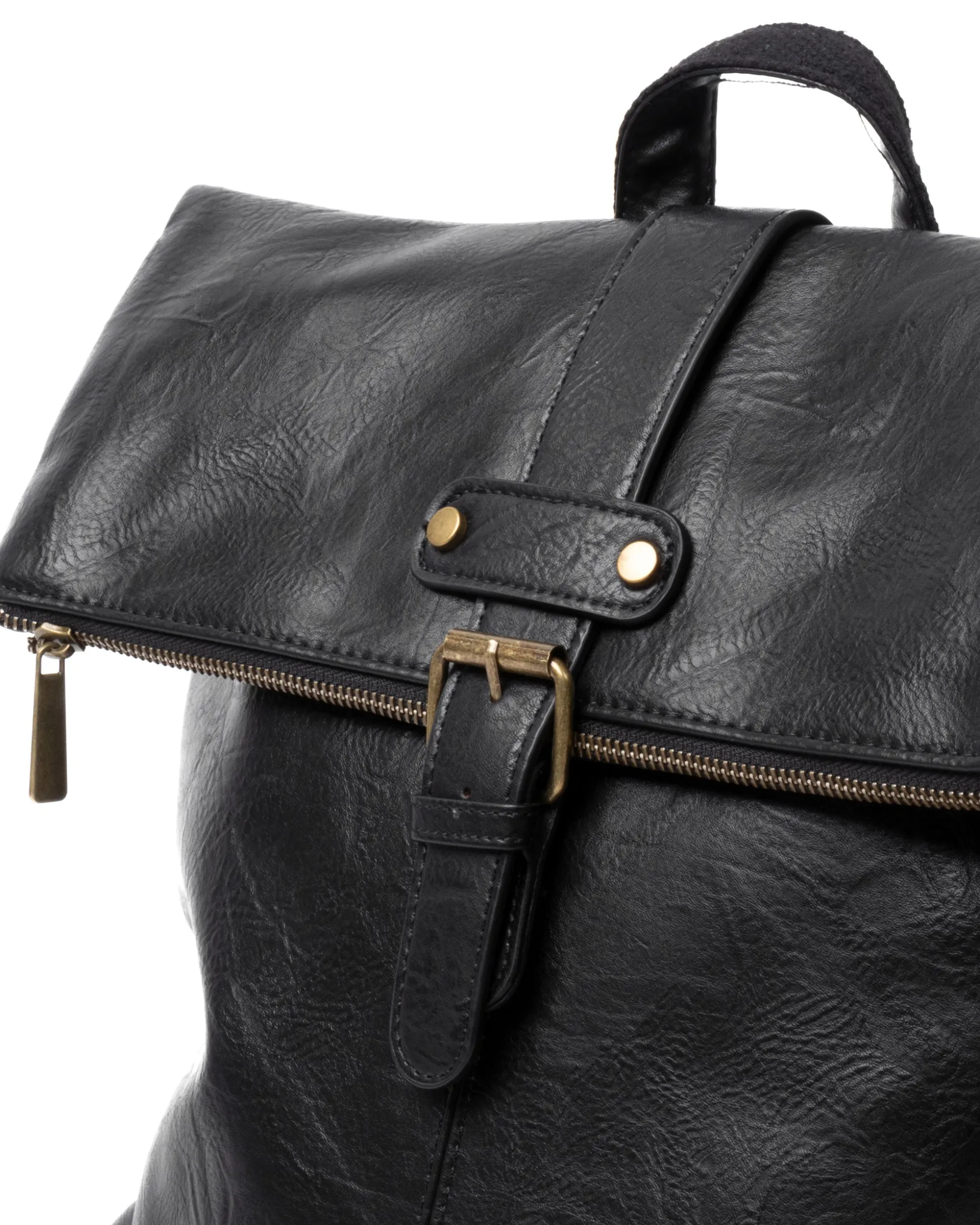 Zaino Elegante Moderno Unisex Multitasche Uomo Nero Ecopelle Zip Da Spalla Tinta Unita GIOSAL-ZU1128A