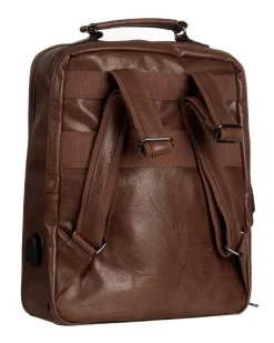 Zaino elegante moderno uomo unisex business travel ecopelle marrone GIOSAL-ZU1143A
